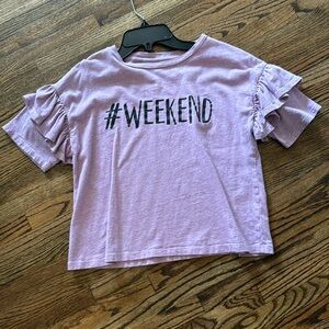 Tween Ruffle Sleeve Shirt  - #weekend graphic